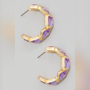 MABELLE PURPLE RHINESTONE HOOP EARRINGS